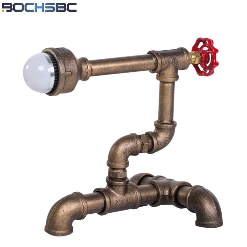 BOCHSBC железная труба лофт настольная лампа креативный фонограф светодиодная