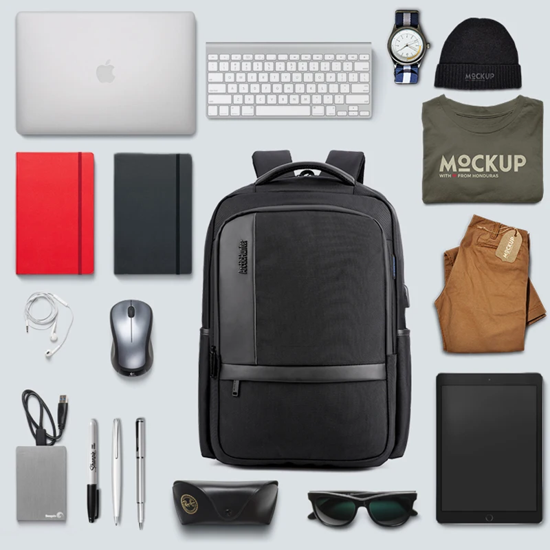 Men's Shoulder Bag Gray Color Laptop Large Capacity Travel USB Charging Smart Backpack Waterproof Nylon B00120 | Багаж и сумки