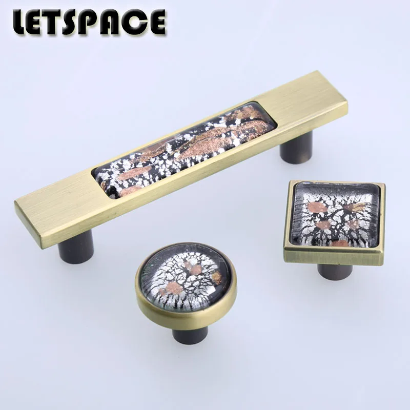 96 мм Ретро стиль Хрустальный винный шкаф дверная ручка 35 стеклянные бронзовые