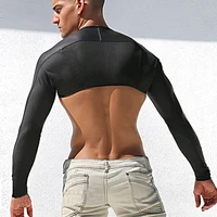 men sexy leather tank tops breathable mesh vest man shirt sleeves tight protection sleeve catwalk stage sexy undershirt