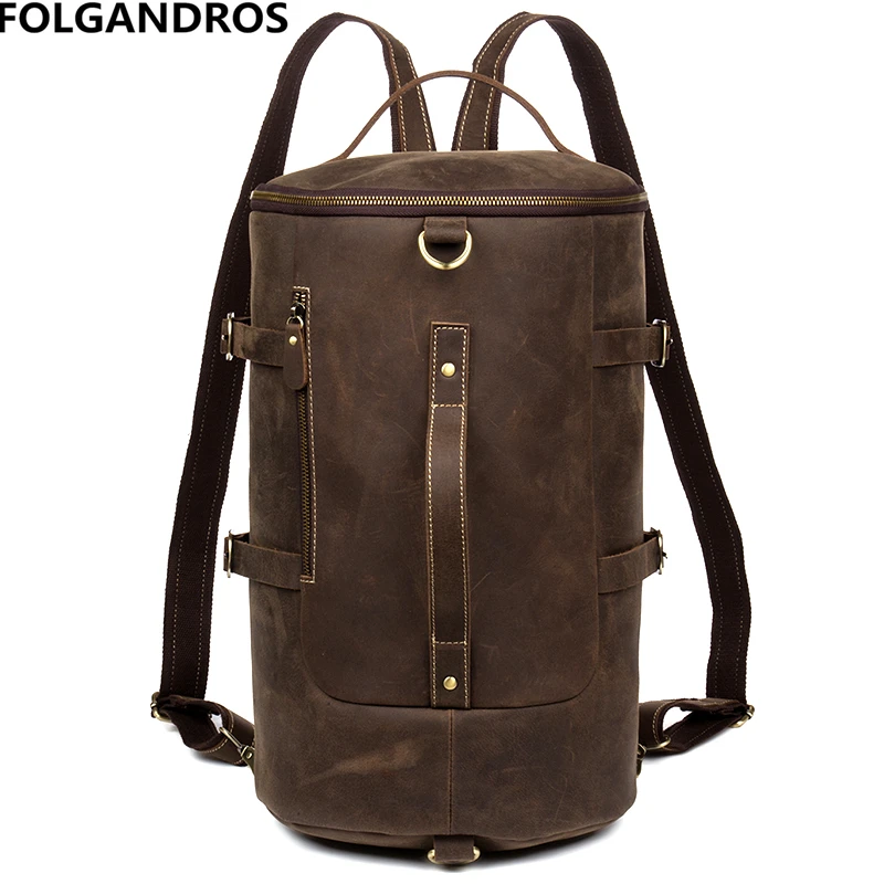 Винтажный Мужской рюкзак из коровьей кожи вместительный ковбойский ручной