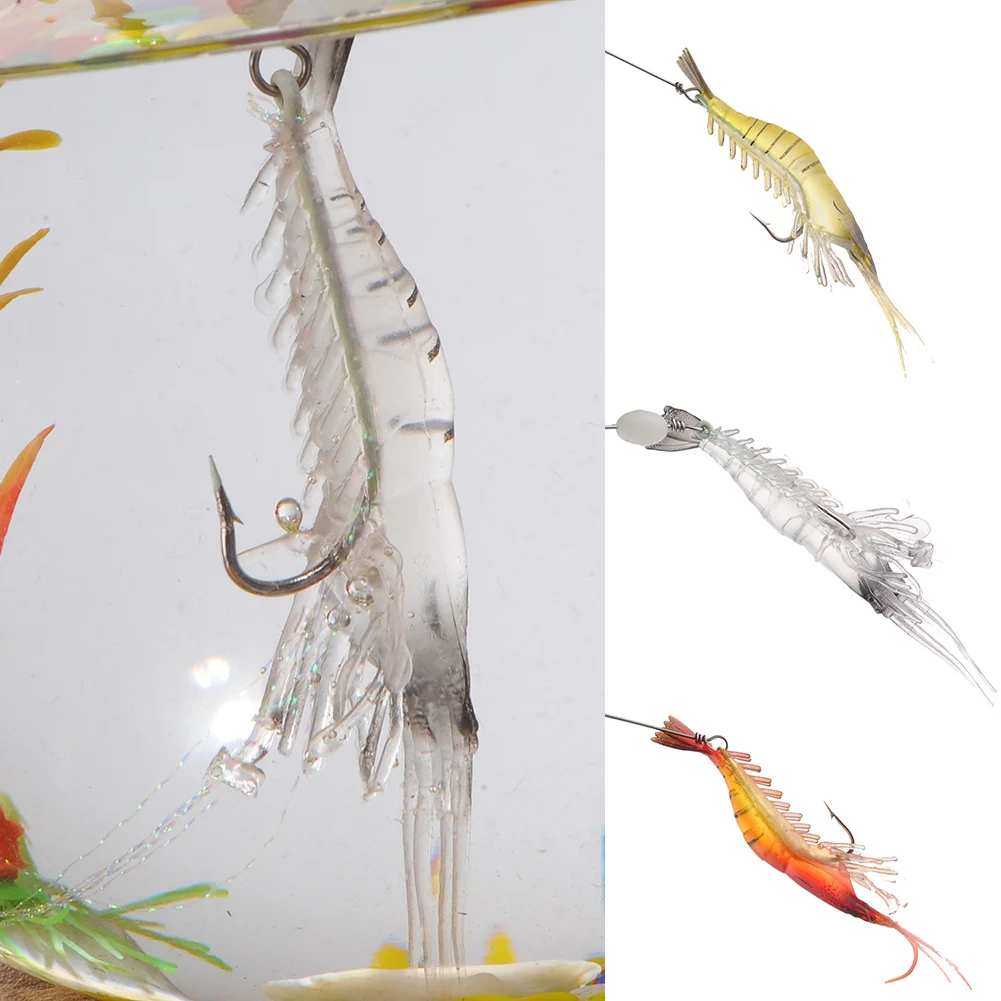 Набор светящихся рыболовных приманок в виде креветки 3 шт. 9 5 см 7 г приманка для