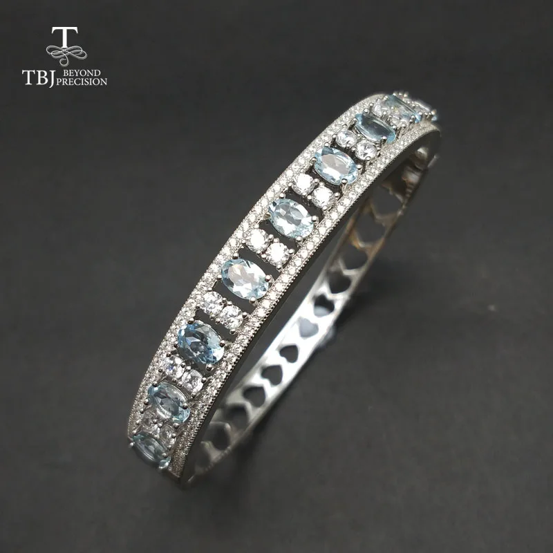 TBJ новинка 2017 925 серебряный браслет с 4ct натуральным аквамарином ov4 * 6 мм