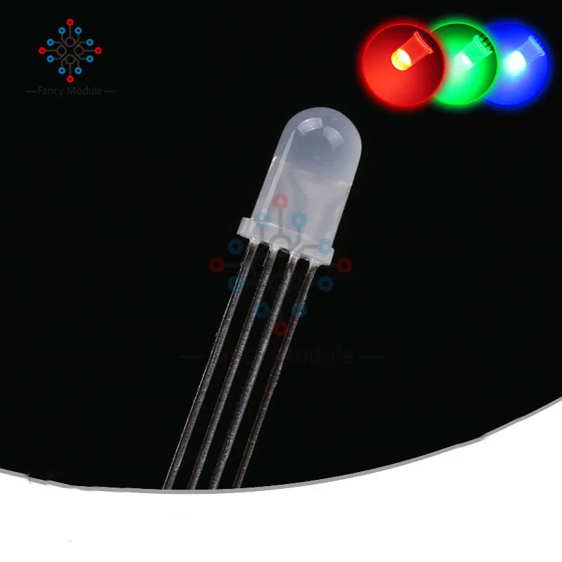 

50 шт красный зеленый синий рассеянный 5 мм 4pin RGB общий катод светодиодный