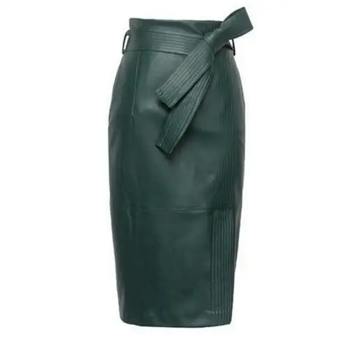 Женская кожаная юбка карандаш с высокой талией большого размера 4XL|high waist leather