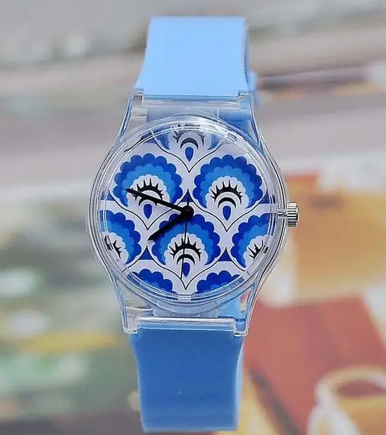 Женщина желе пластиковые свободного покроя наручные синий силиконовый