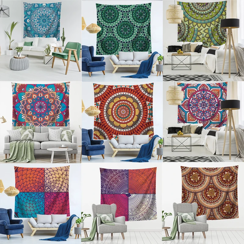Хунбо дурмана гобелены с цветами Мандала печатных стене висит Boho Настенный Ковер