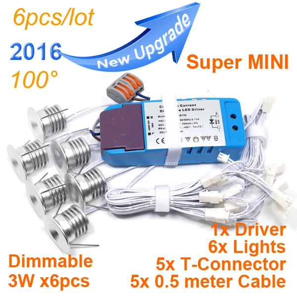

3W mini led spotlight wine cabinet lamp,bedroom light waterproof IP52 23mm cut hole hot sale dimmable CE driver 6pcs/set