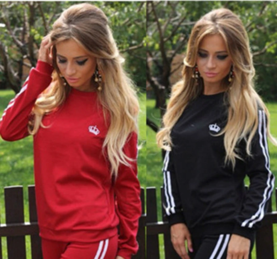 Женский спортивный костюм ZOGAA из двух предметов с длинным рукавом толстовка