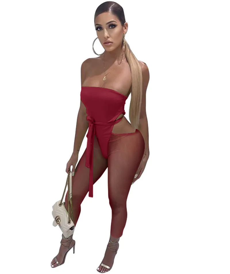 Женский Облегающий комбинезон без бретелек с открытой спиной вырезом по