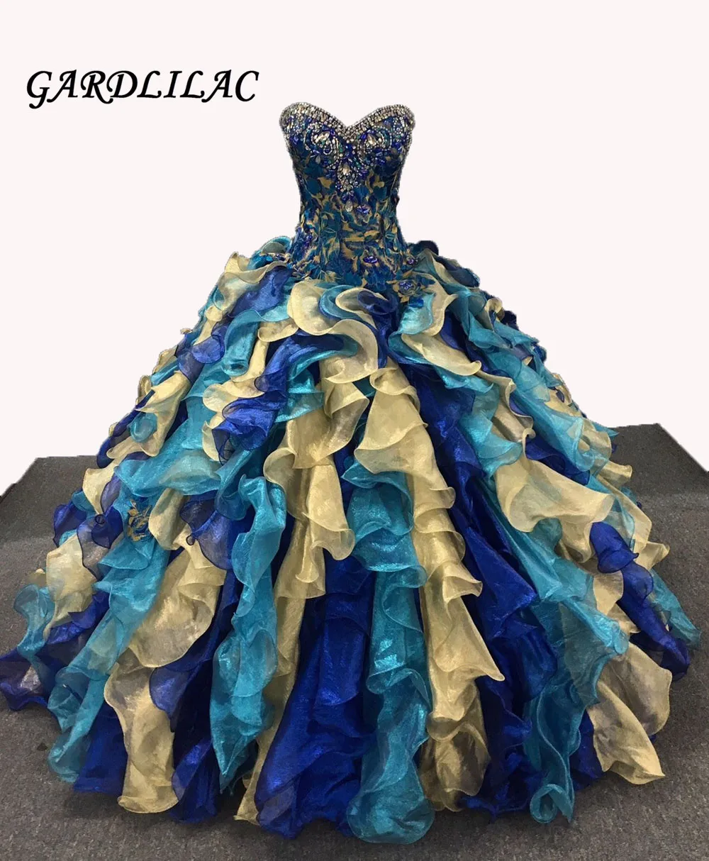 

Embroidery Royal Blue Quinceanera Dresses Long Prom Party Beaded Ball Gown Bridal Dresses vestidos de 15 anos for 15 Years