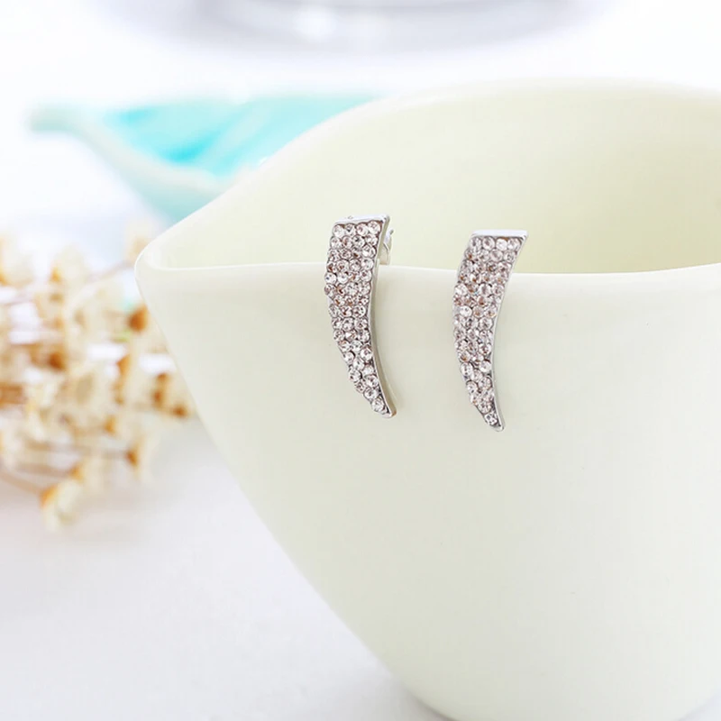 Простые Модные ухо на гусеничном ходу с цельными круглыми кристаллами стразы