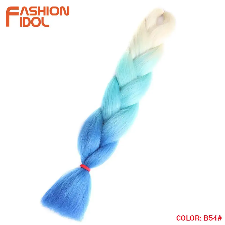FASHION IDOL Synthetic Braiding Hair Ombre Kanekalon 24 Inch 100g/Pack Blonde Grey Crochet Braids Hair Extensions Jumbo Braids