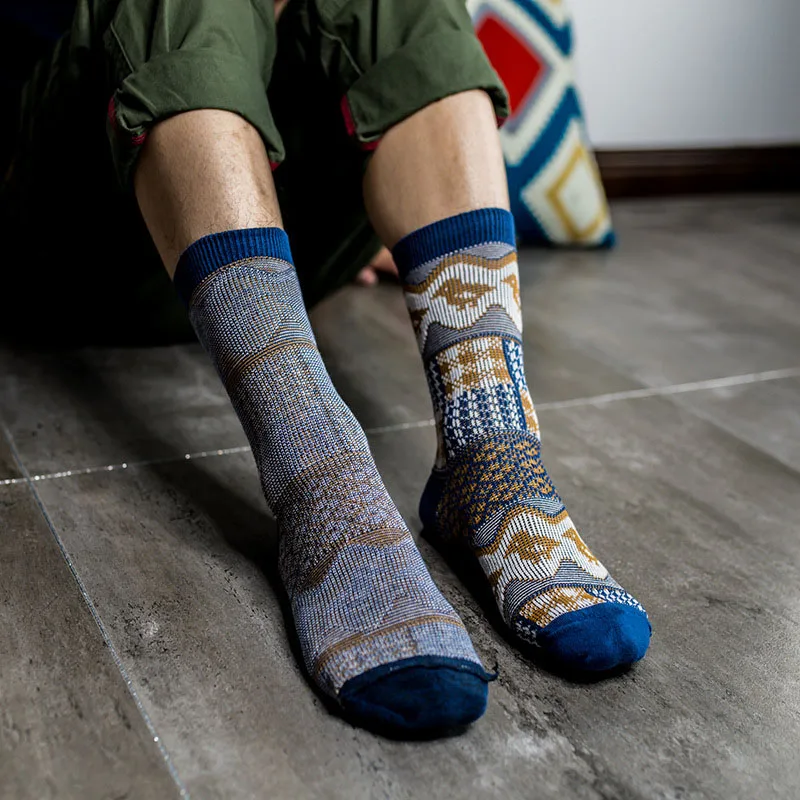 5 Pairs Men's Autumn Winter Striped Warm Thick Socks Cotton Meias Mixture Vintage Men Retro Casual Dress Cheap Calcetines | Мужская