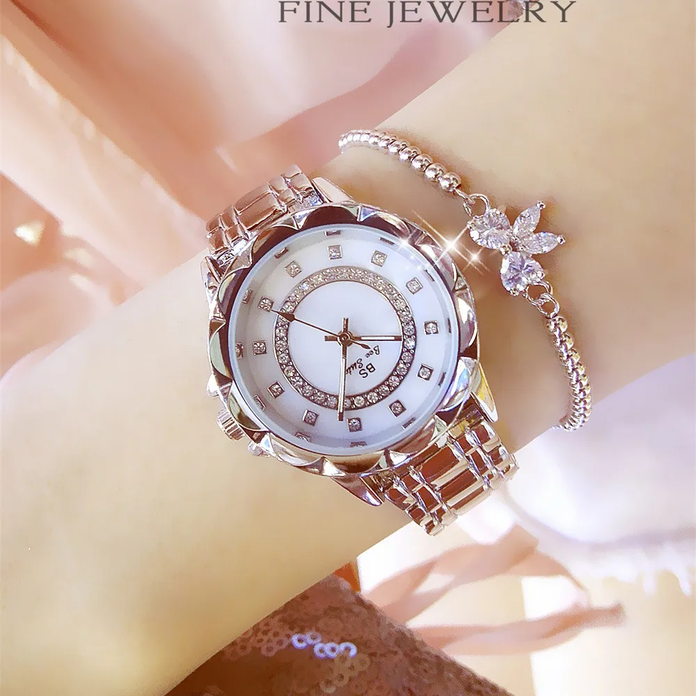 Montres femme BS повседневные женские часы со стразами 2017 брендовые Роскошные Кварцевые