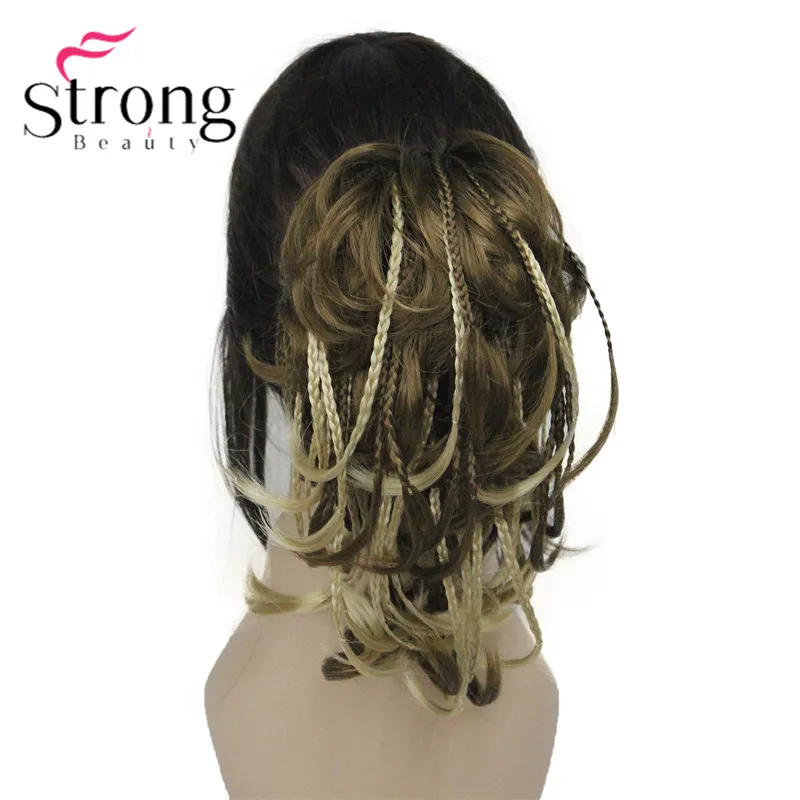 12TT26 StrongBeauty короткие крошечные косички плетеные прямые волнистые волосы накладной Хвост коготь клип Цвет выбор - Цвет: 12TT26