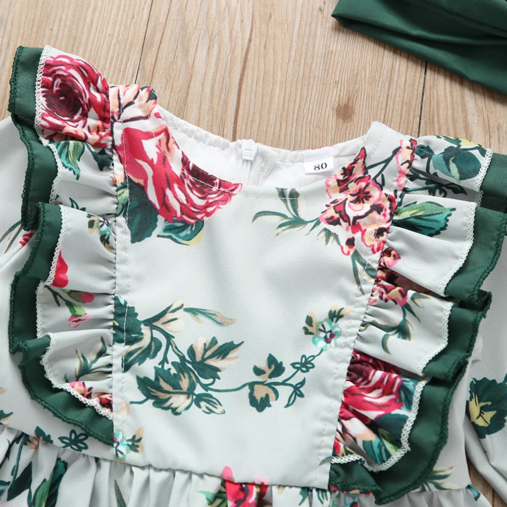 2019 летняя одежда для новорожденных девочек с цветочным рисунком ободок наряды