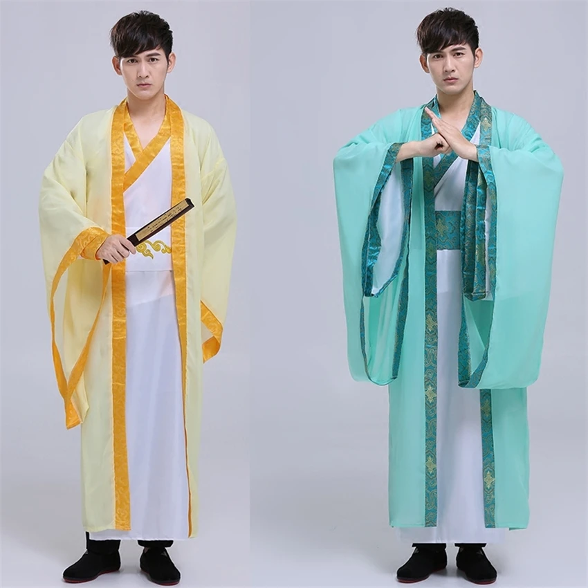 Для мужчин Hanfu взрослых традиционная китайская одежда народный танец древний костюм Сценические певцы Тан костюм праздничный наряд