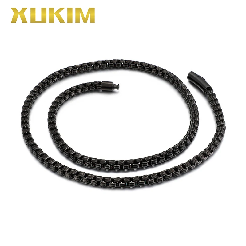 Модное ожерелье XCN211 Xukim из нержавеющей стали черного и серебряного цвета 6 мм