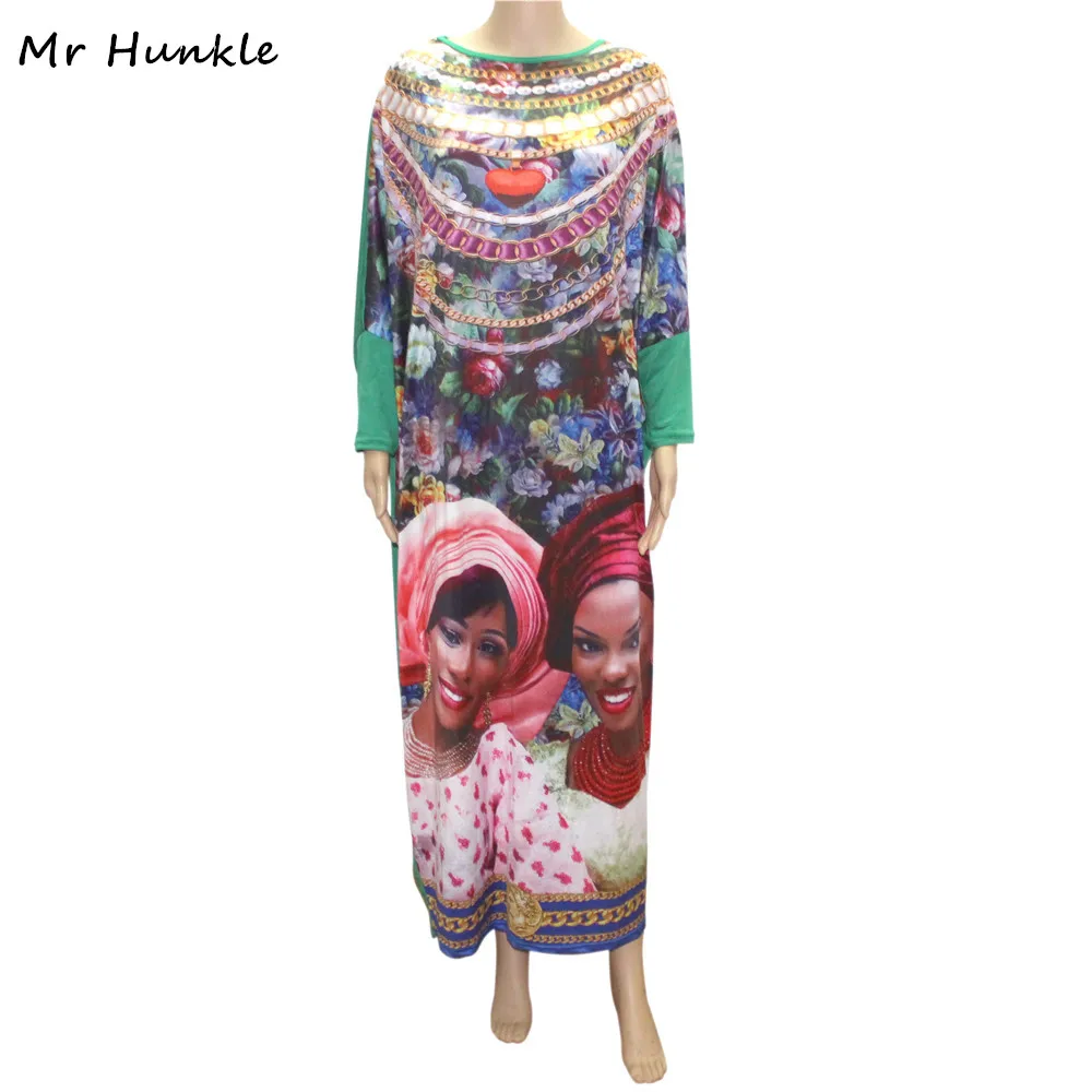 

Mr Hunkl Fashion African Dashiki New Design Femmes Vestidos Bazin Elastic Party Vie Riche Diamond Pattern Loose Dress