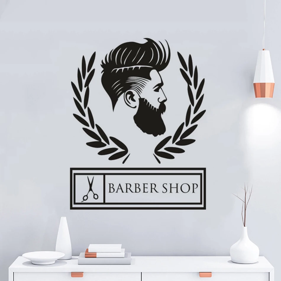 Логотип Barbershop настенная наклейка украшение для студии волос Парикмахерская