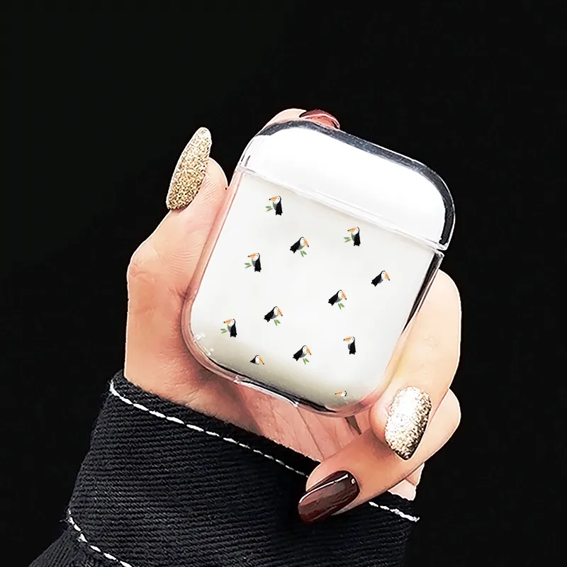Мягкий прозрачный чехол для наушников Airpods с милым авокадо птицами цветами