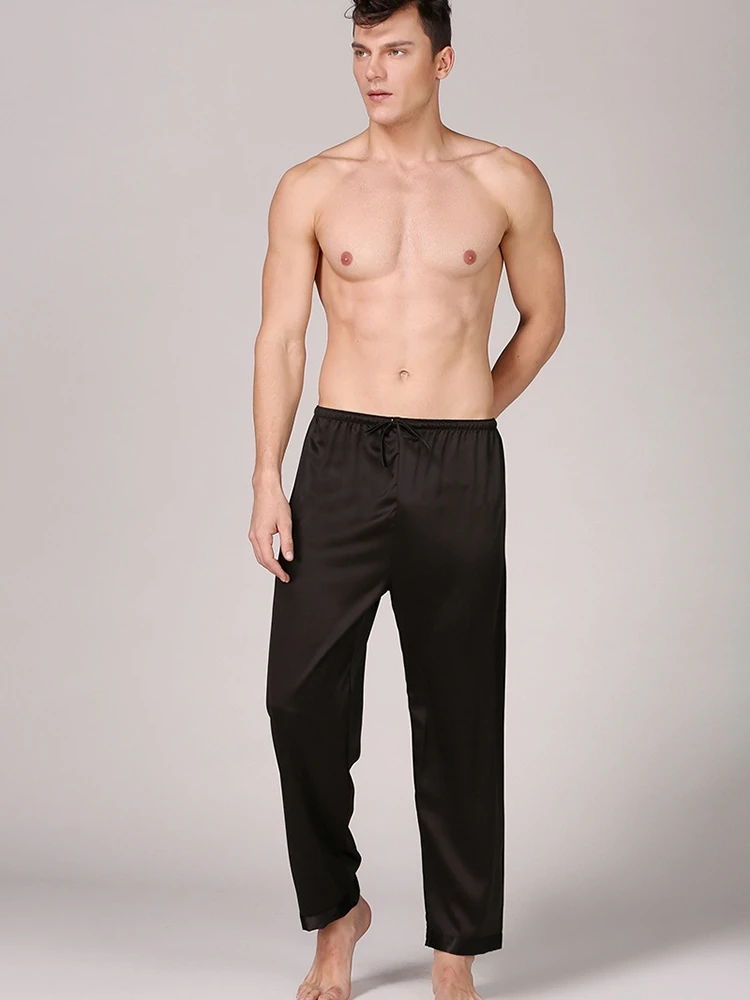 Lounge Men's Satin Silk Pajamas Long Summer Sleepwear Pants Soft Underwear Sexy Nightwear Underpants pyjama homme