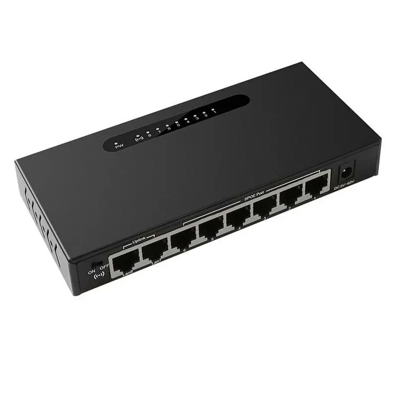

8 port PoE Switch 6+2 15V 6A POE 10/100M ethernet SPOE Injector Power for Cameras AP 250M 90W Metall shell