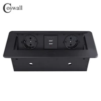 coswall zinc alloy plate 16a slow pop up 2 power eu socket 2 usb charge port 2 1a table outlet matte black cover all metal body