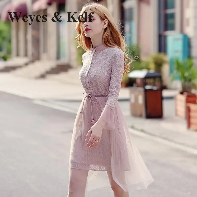 Weyes & Kelf зимнее теплое платье с розовой юбкой пачкой бархатными лентами Для женщин