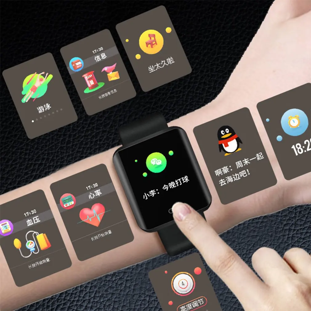TLWB 8Pro 1 3 &quotцветной экран Smartband Монитор артериального давления пульсометр