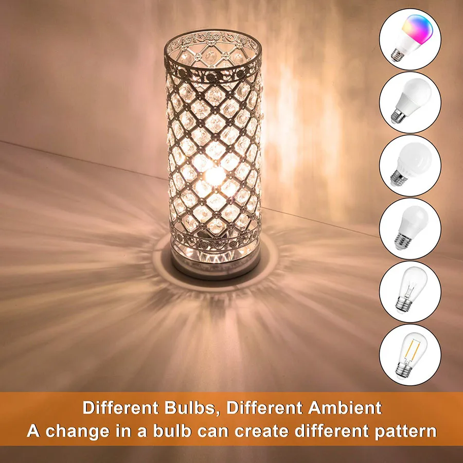 

Crystal Table Lamp Modern Beauty Eyeshield Desk Lamp Bedside Table Light with Sliver Gold Shade Night Light Fixture For Bedroom