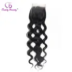 Бразильские натуральные волнистые волосы на шнурке 4x4 дюйма 100% человеческие волосы 8-22 дюйма не Реми Средниесвободныетри трендовые красивые волосы