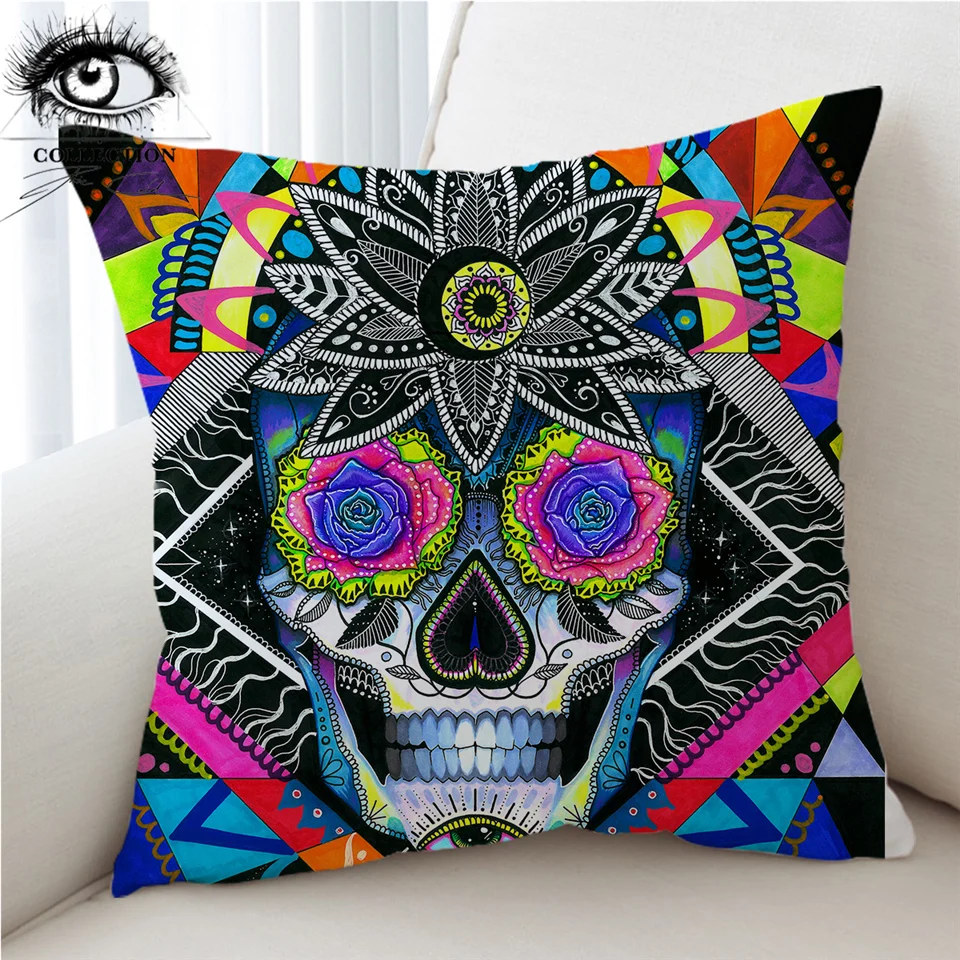 Художественная Подушка Sugar Skull by Pixie Cold чехол для подушки с цветочным принтом