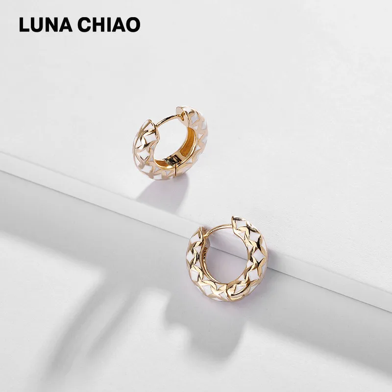 5 LUNA CHIAO, модное ювелирное изделие, лето, популярные мини обручи, серьги, кость уха, манжета, эмалированные серьги-манжеты, серьги Huggie - Окраска металла: 5