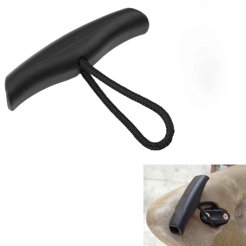 

4PC 2PC Universal Marine Kayak Pull Handle Dinghy Carry Pull Handle & Cord Side Mount Durable Black Nylon Rear Mount Replacement