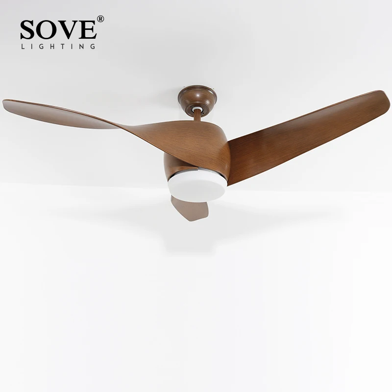 Sove 52 дюйма коричневый цвет LED потолочный вентилятор для дома декор люстра с