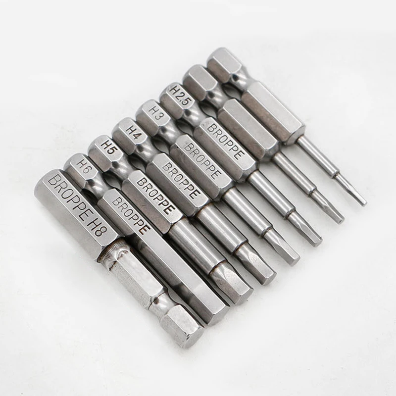 

8Pcs/set 1/4" 50mm 1.5-8mm Hex Screwdriver Bits S2 Material Magnetic Electric Drill Hexagonal Screwdriver Head Power Driver Tool