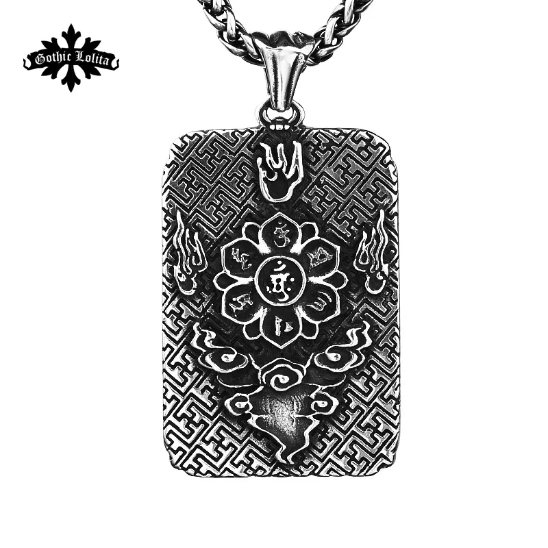 Buddha avalokitesvara Dog tag Stainless steel Necklace Patron saint Pendant Jewelry | Pendants