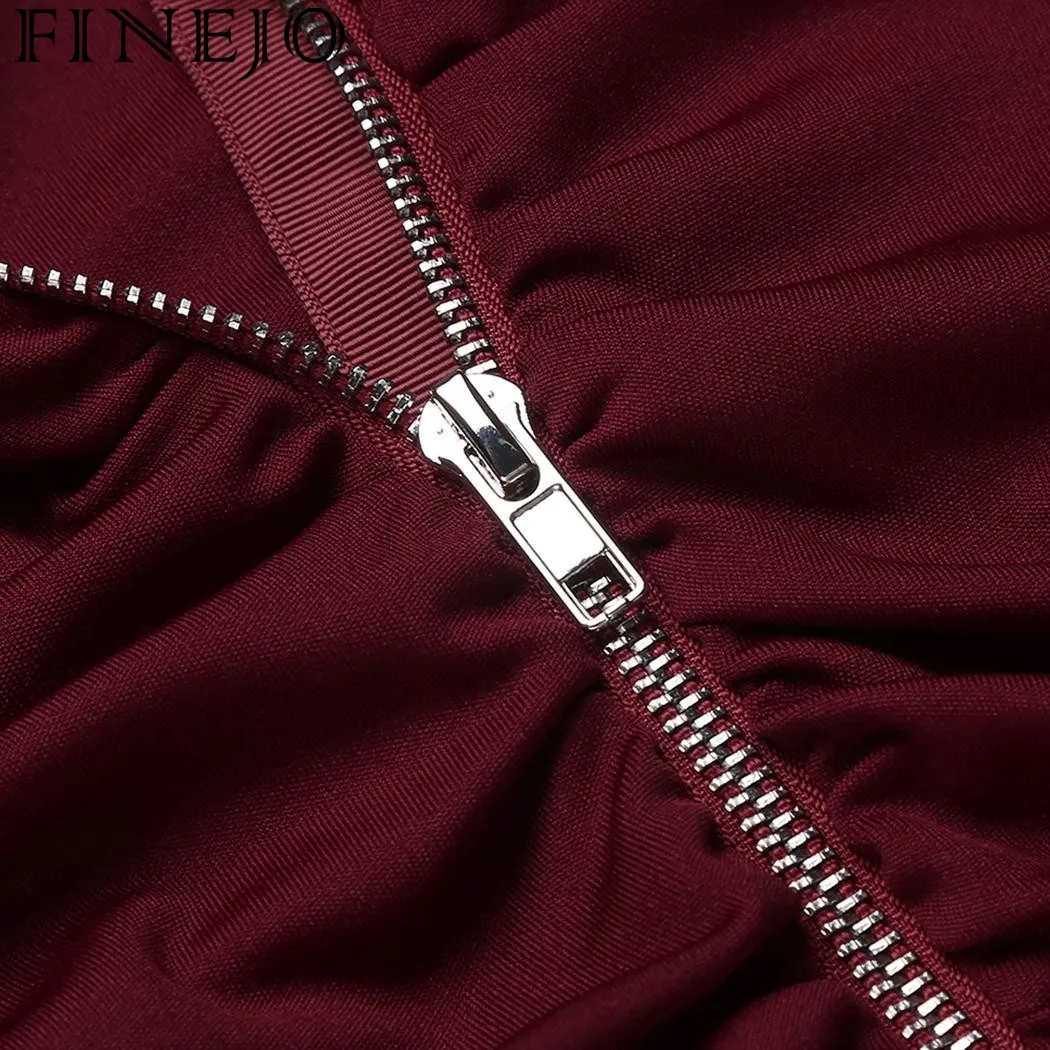 Женское облегающее платье с рюшами Finejo весеннее v-образным вырезом без рукавов на