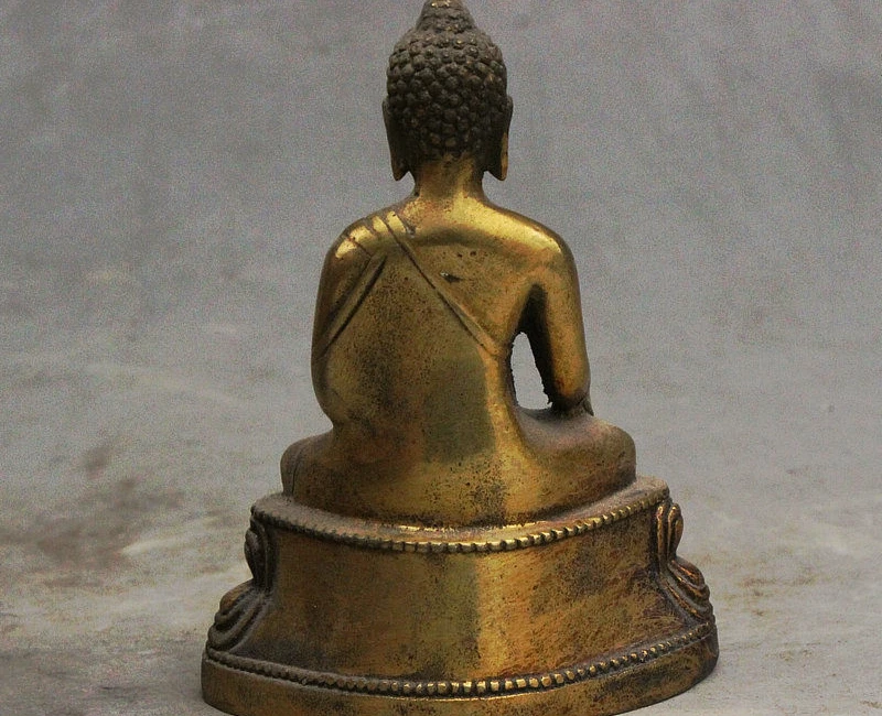 SCY Старый тибетский буддизм бронзовый Lotus Sakyamuni Шакьямуни Амитабха Будда статуя