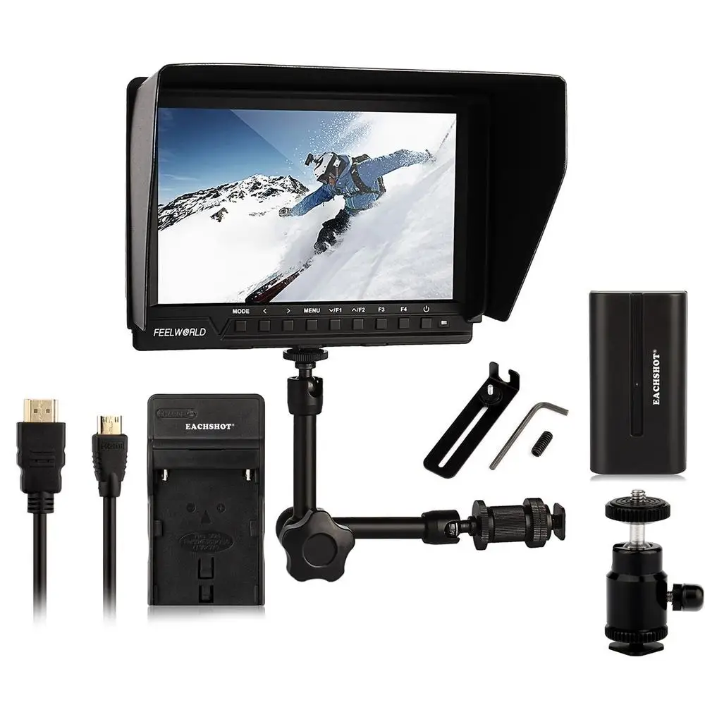 Feelworld FW-760 + аккумулятор зарядное устройство Magic Arm 7 ''видеомонитор IPS Full HD 1920x1200
