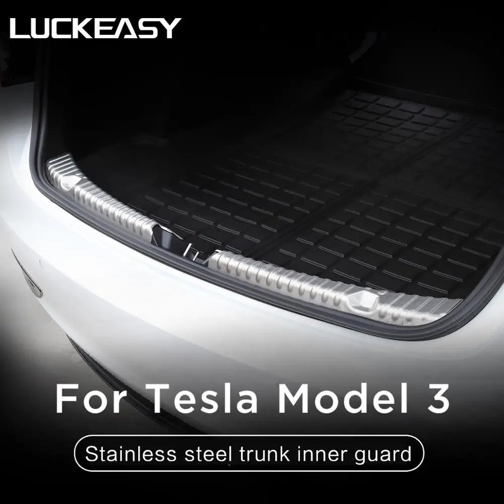 LUCKEASY внутренняя защита багажника из нержавеющей стали для Tesla Model 3 2017-2019 защитная