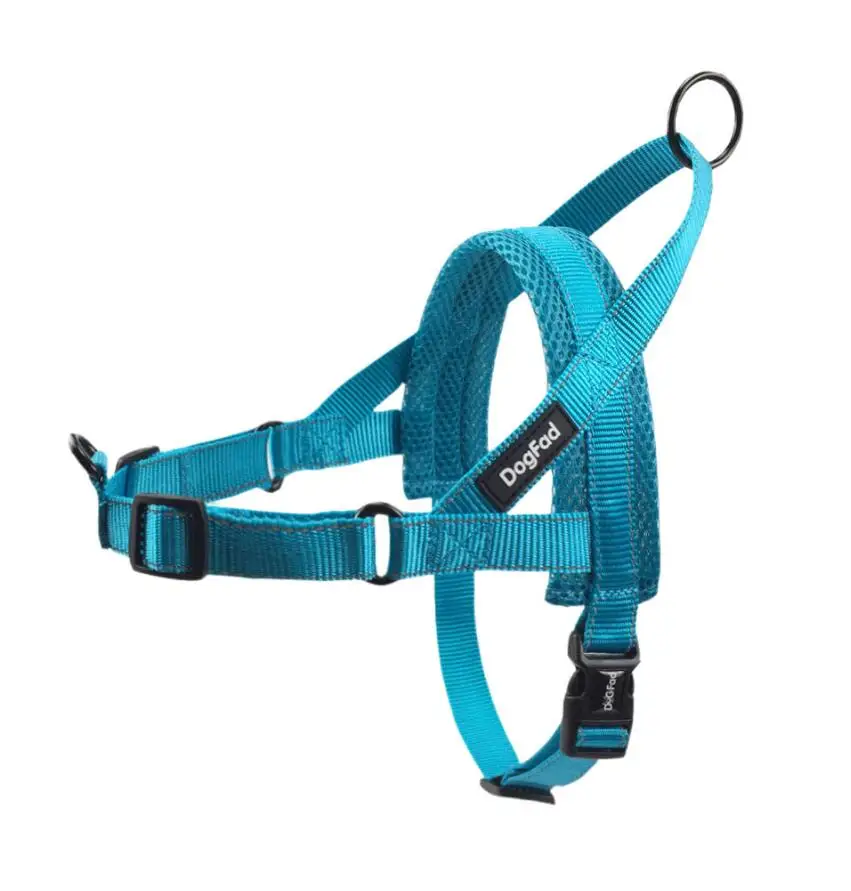 Blue harness Легко ходячая собачья упряжь мягкая Светоотражающая Регулируемая шлейка для питомцев не тянет собачья упряжь с ручкой и двумя насадками на Поводок - Цвет: Blue harness