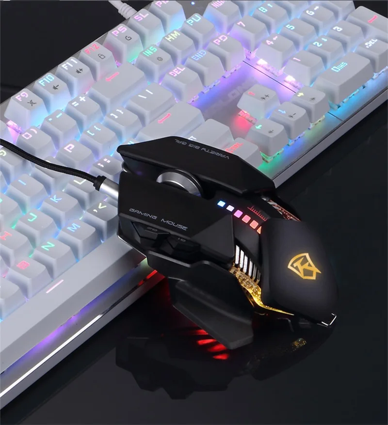 FELYBY P1 профессиональные RGB регулируемые мыши 4000 dpi 7 кнопок оптическая USB Механическая программируемая Проводная игровая мышь