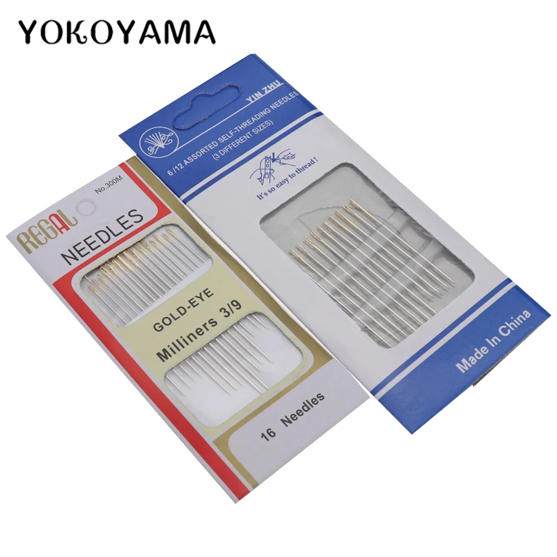 YOKOYAMA 16 штук пакет Хвостовая позолоченная нержавеющая сталь ручные швейные иглы