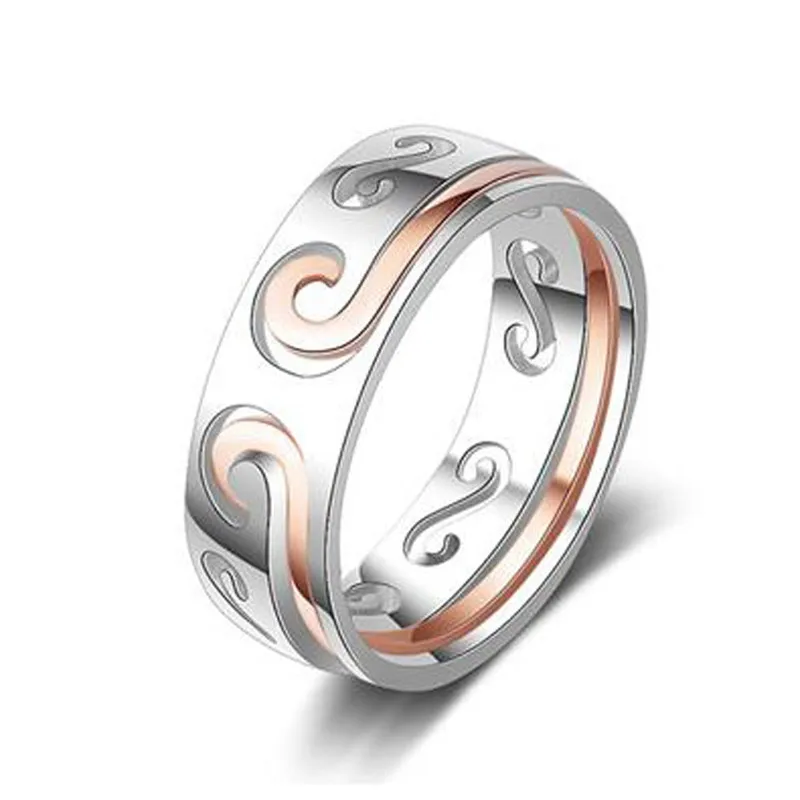 

YWOSPX 2PCS Romantic Valentine's Day Anel Gift Silver Rose Gold Rings Set for Women Jewelry Wedding Engagement Statement Anillos