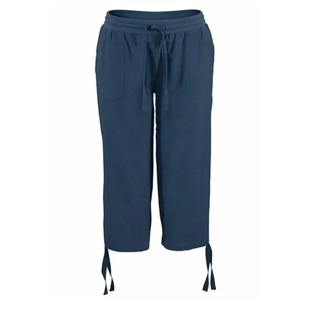 Женские свободные брюки однотонные до колена большие размеры лето 2019 | Женская