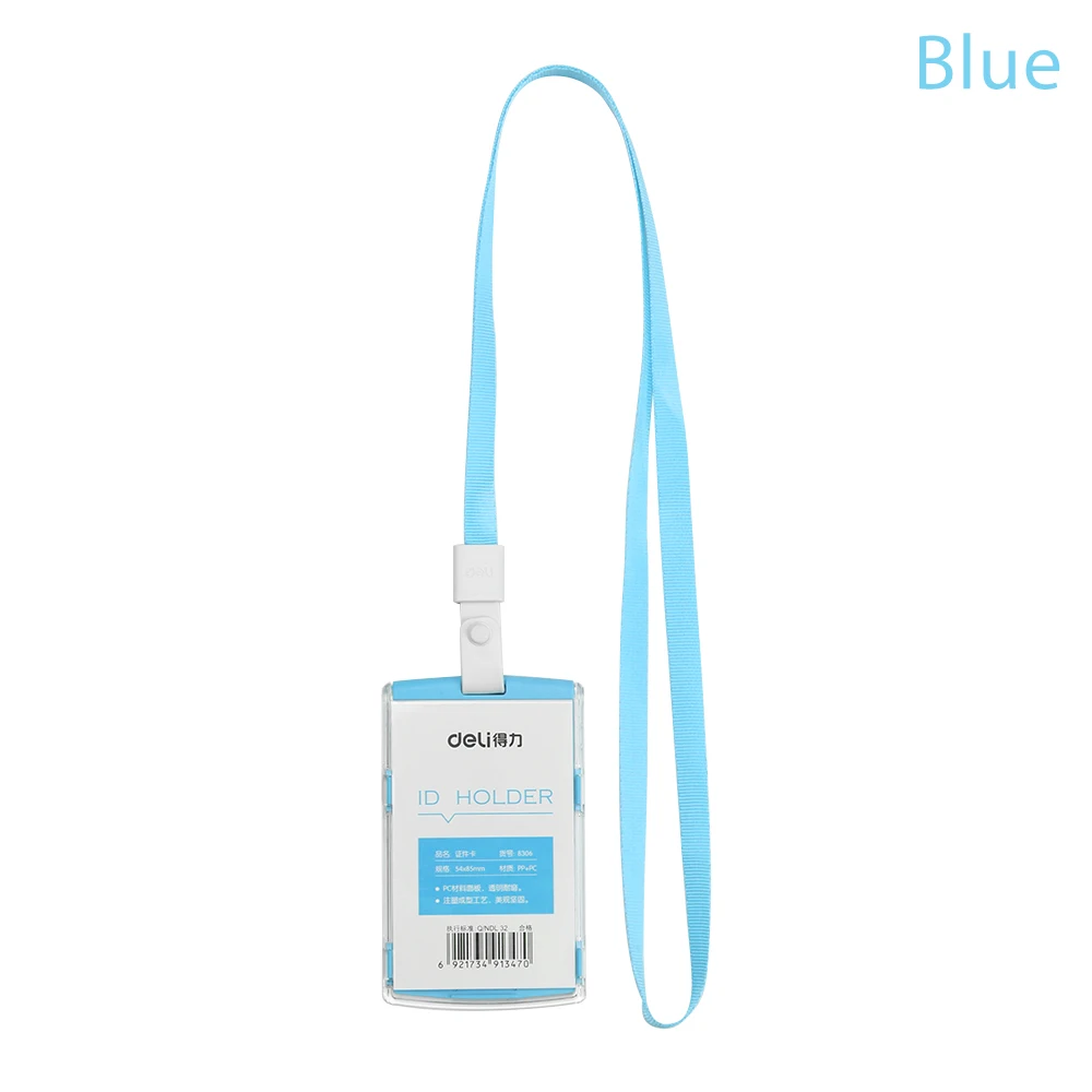 1-Blue Модный чехол для удостоверения личности, удостоверения личности, рабочий держатель для карт s с веревкой, пластиковый держатель для карт, Прямая поставка - Цвет: 1-Blue