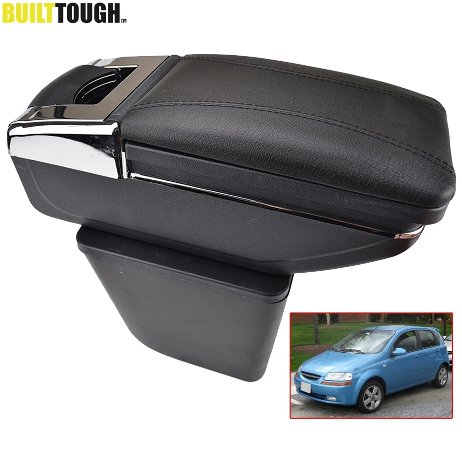 

For Chevrolet Aveo T200 / T250 2002-2011 Rotatable Top Leather Center Console Storage Box Armrest Cup Arm Rest 2008 2009 2010